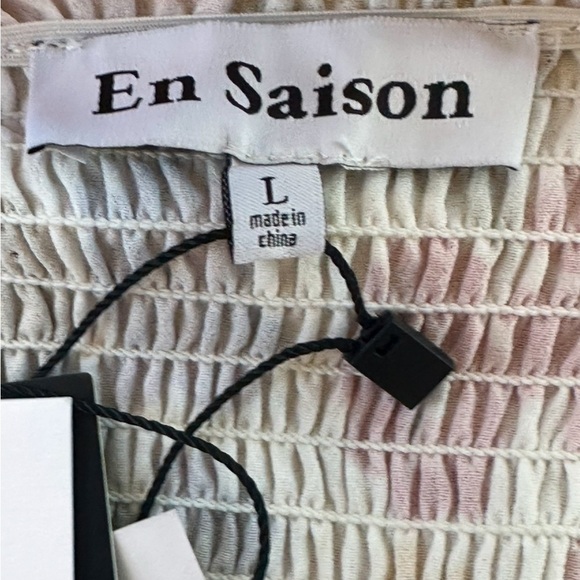 NWT! En Saison “Constantia” Floral Print Smocked Crop Top Size Large - Picture 8 of 10